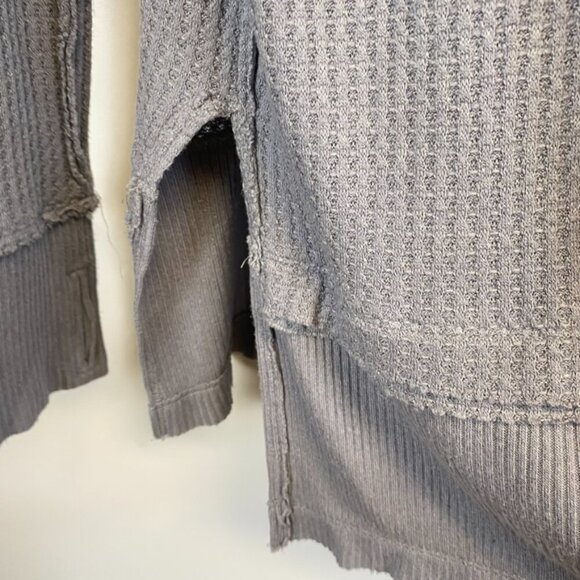 Free People Gray Thermal Waffle Knit Oversized Tunic - Picture 10 of 13